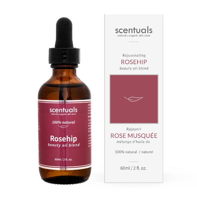 Scentuals Rosehip Facial Oil Blend, Face Moisturizer with Pure Rosehip, Grapeseed Oil, Apricot Oil, Safflower Oil, Vitamin E for Deep Hydration, Protection and Versatile Anti Aging Skincare, 2 fl.oz | 60 ml - Image 1